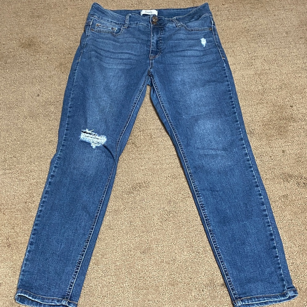 Angels High Rise Skinny Size 12 Blue Denim Jeans with Some Distressing Casual